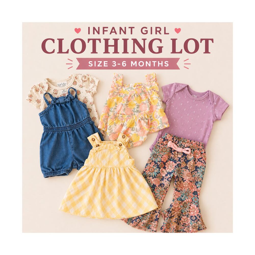 Infant Girl Clothing Lot 3-6 Months Baby Girl Clothes Outfit Bundle EUC 6 Pieces